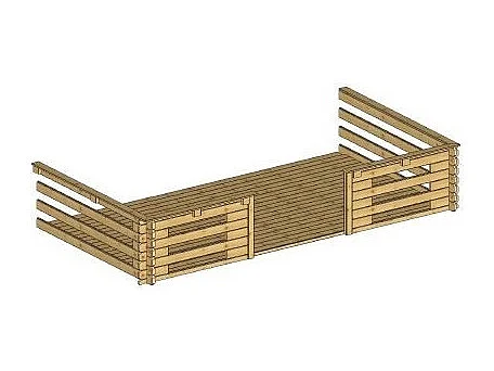 Casetta da giardino in legno con veranda e tettoia - 24m2 - 4x4m - impregnata - 28mm - colore: marrone - DOM181+DOM78+DOM79+POD05 - ALTANKA