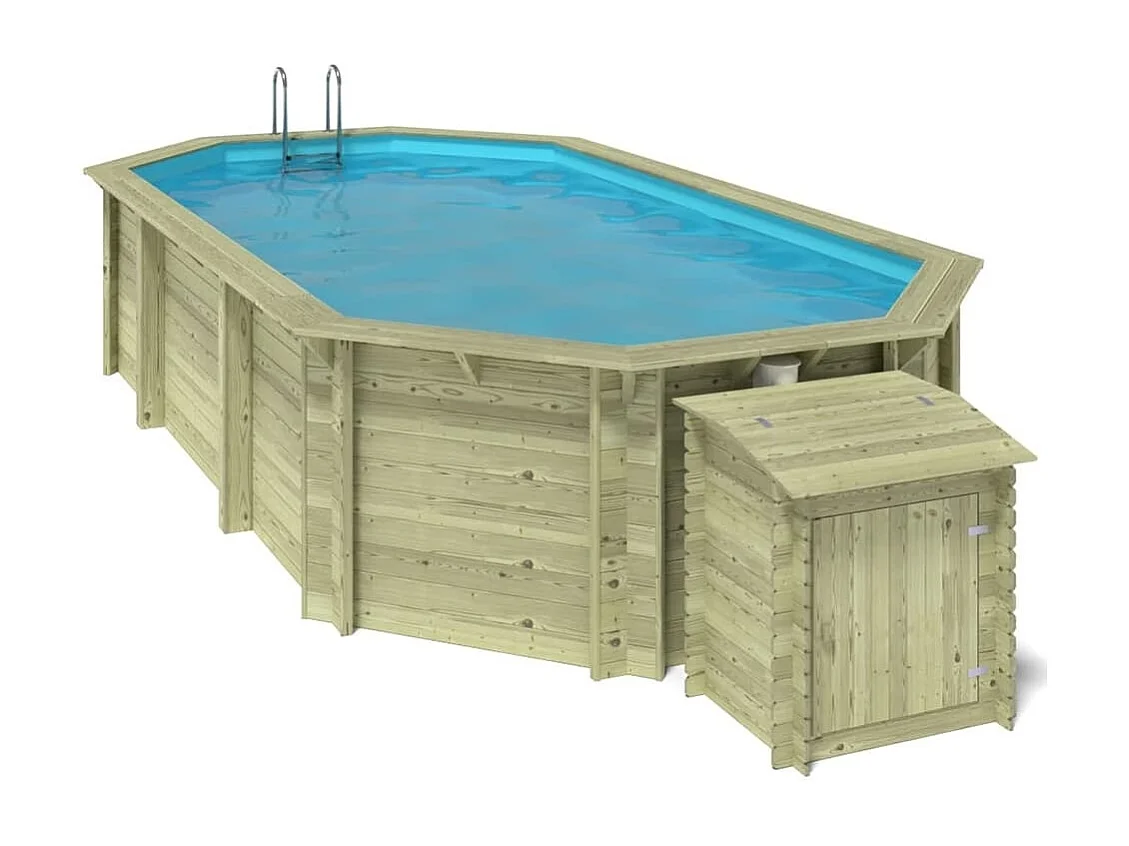 Piscina in legno Nemo 7.3x3.97 - H.1.45 m con profilo da cementare - BAS7305OSPI+SZA - ALTANKA