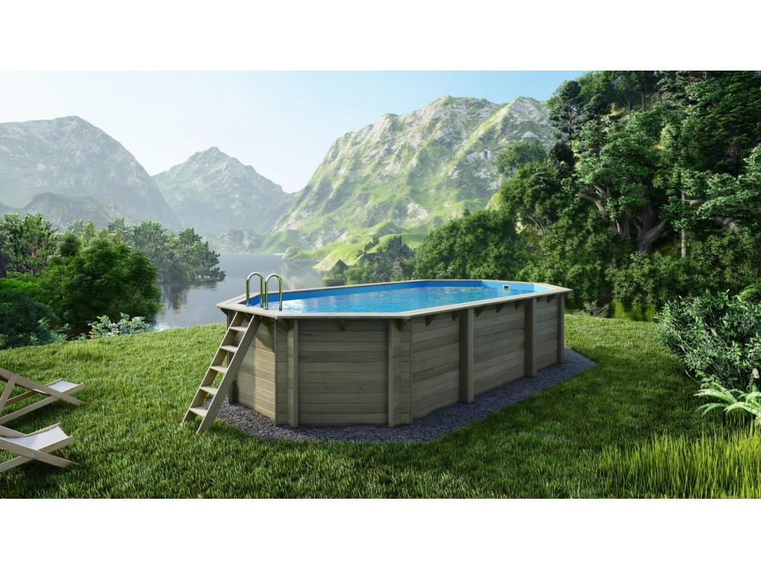 vente unique Piscine en bois Nemo 7 3x3 97 - H.1 45 m - avec filtration et coffre - BAS7305OSPI+SZA - ALTANKA