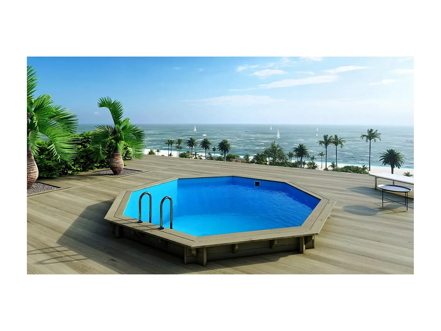 Piscina in legno 4.71x4.72 - H.1.20 m autoportante - BAS753OSP+SZA7 - ALTANKA