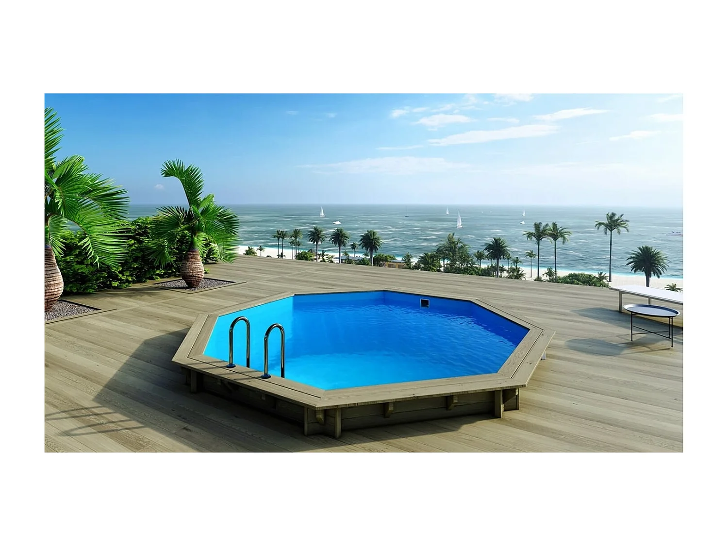 Piscine en bois 4.71x4.72 - H.1.2 m autoportante - BAS753OSP+SZA7 - ALTANKA