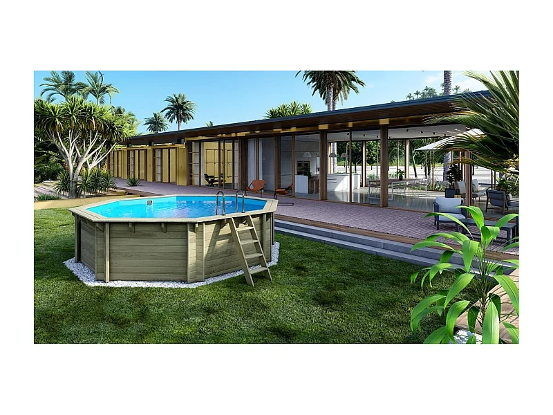Piscina in legno 4.71x4.72 - H.1.2 m autoportante - BAS753OSP+SZA7 - ALTANKA