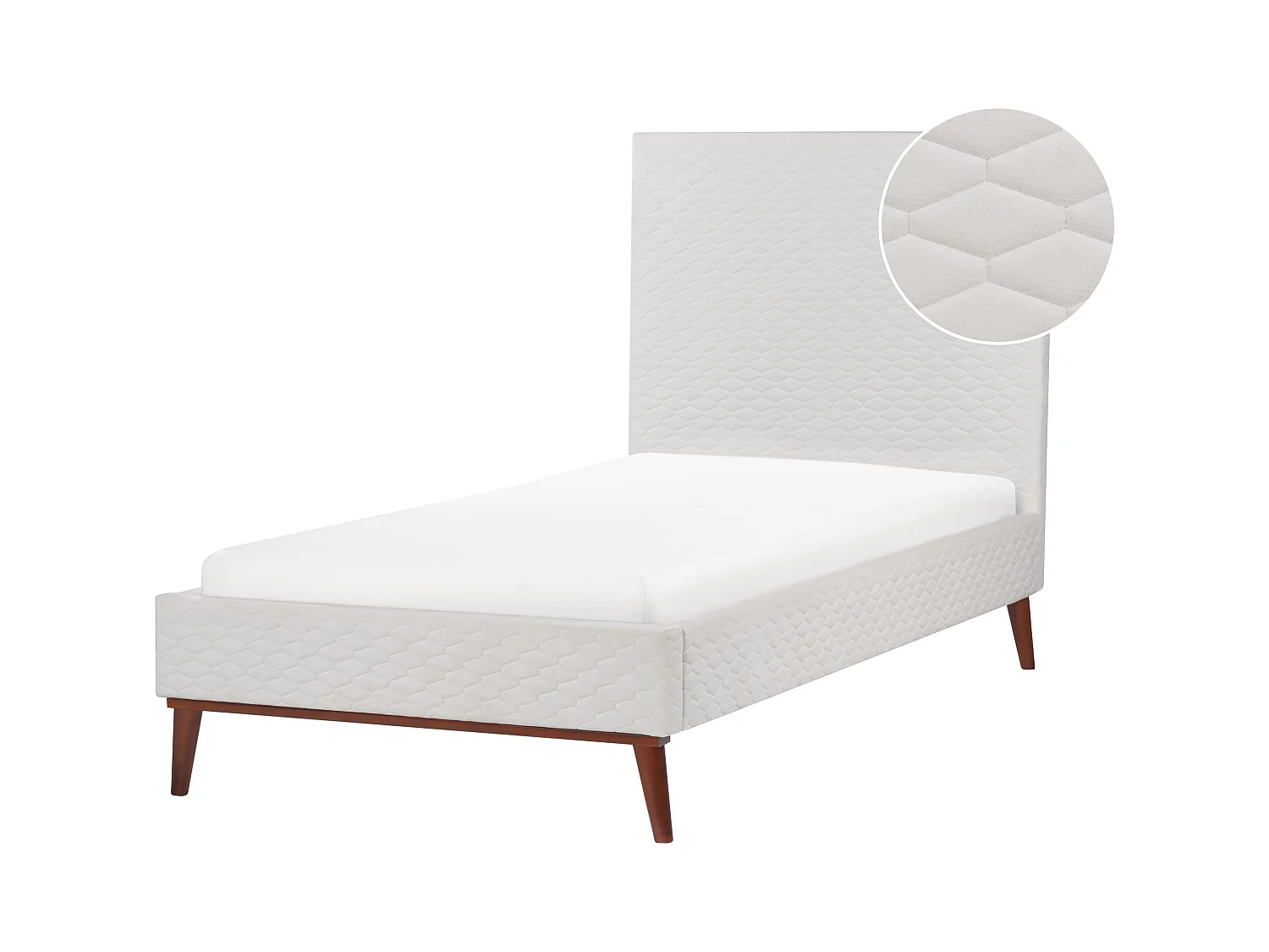 Lit avec sommier Velours BAYONNE 90 x 200 cm Blanc cassé