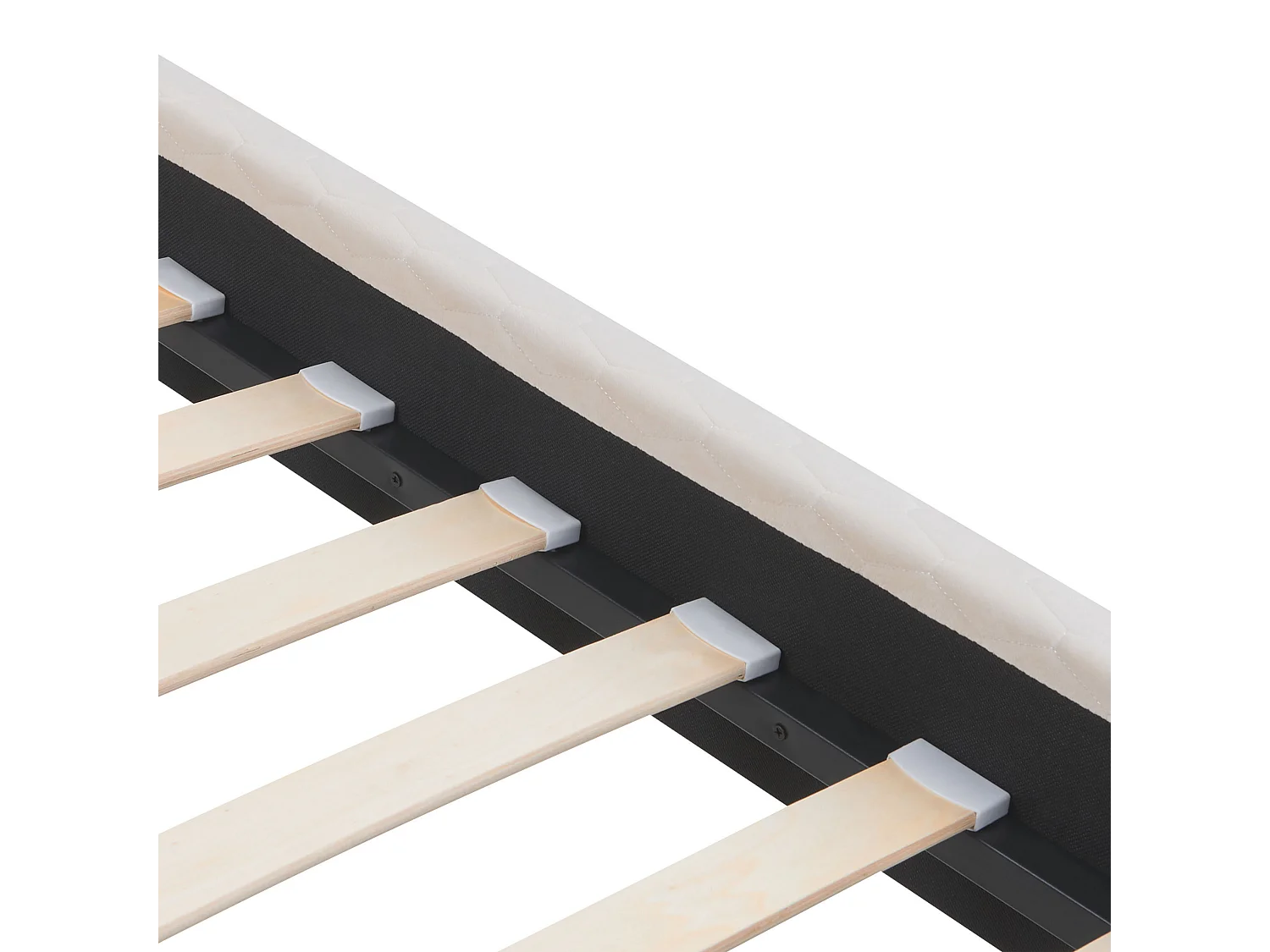 Lit avec sommier Velours BAYONNE 90 x 200 cm Blanc cassé