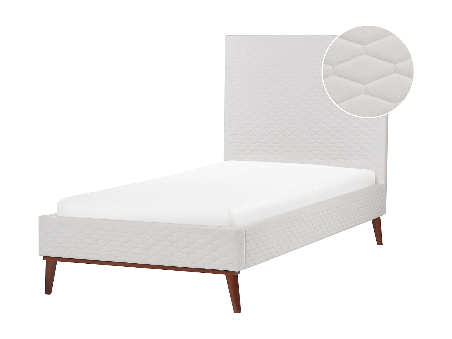 Lit avec sommier Velours BAYONNE 90 x 200 cm Blanc cassé