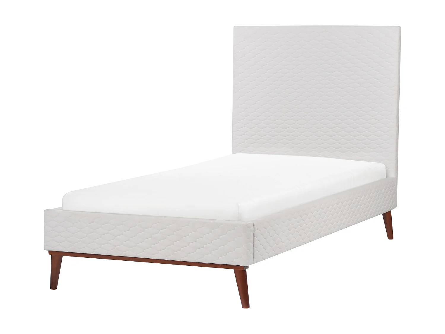 Lit avec sommier Velours BAYONNE 90 x 200 cm Blanc cassé
