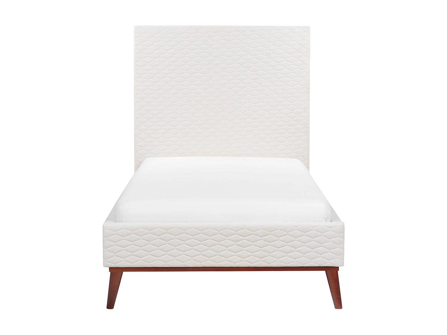 Lit avec sommier Velours BAYONNE 90 x 200 cm Blanc cassé