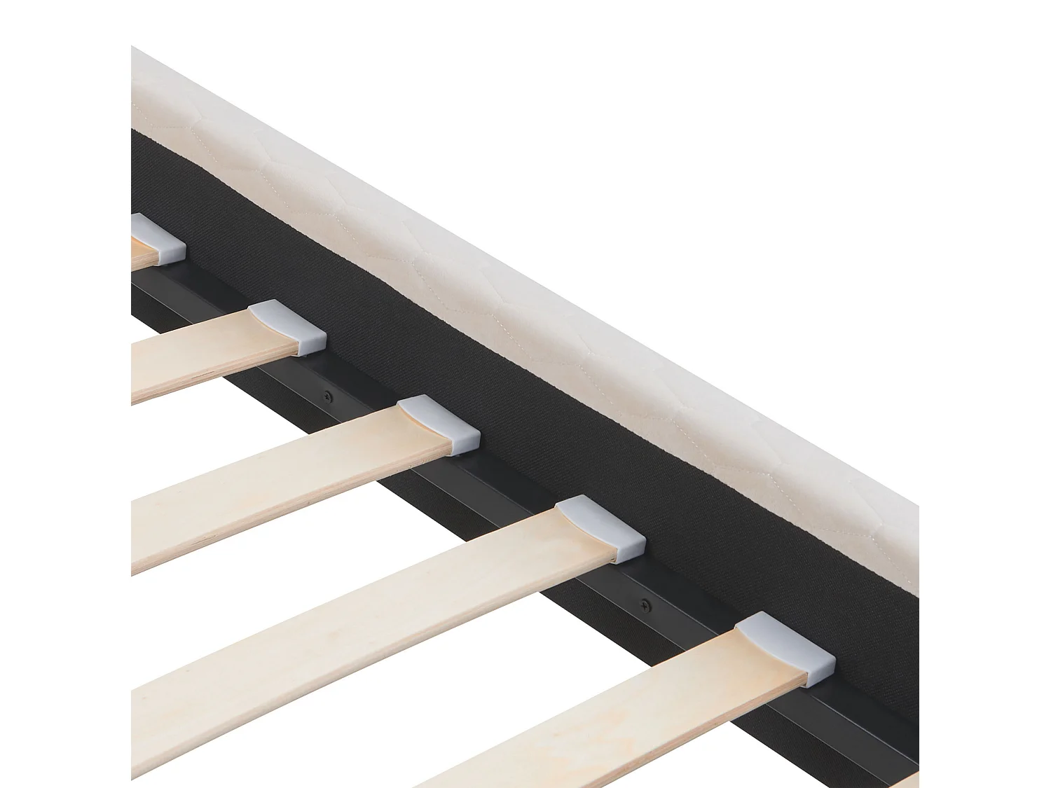 Lit avec sommier Velours BAYONNE 90 x 200 cm Blanc cassé