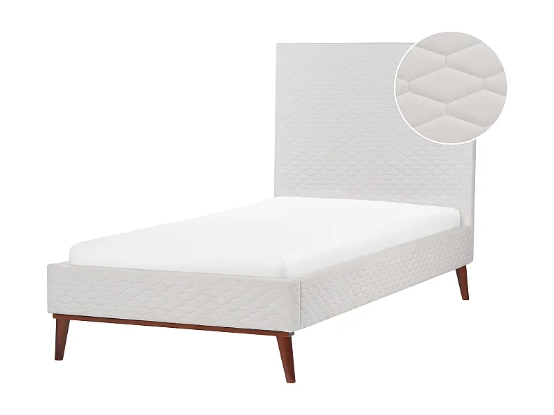 Bed Fluweel BAYONNE 90 x 200 cm Gebroken wit