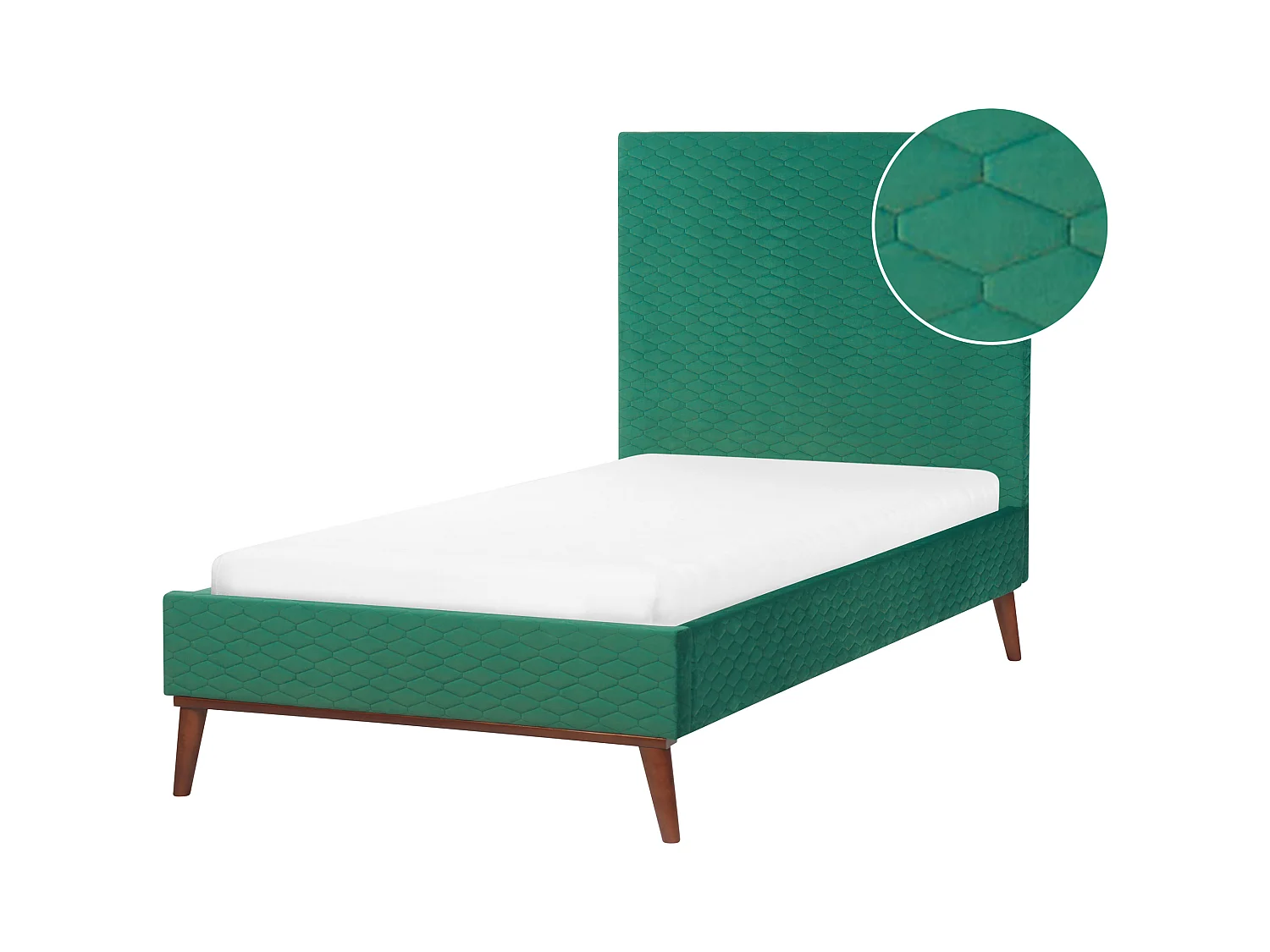 Lit avec sommier Velours BAYONNE 90 x 200 cm Vert