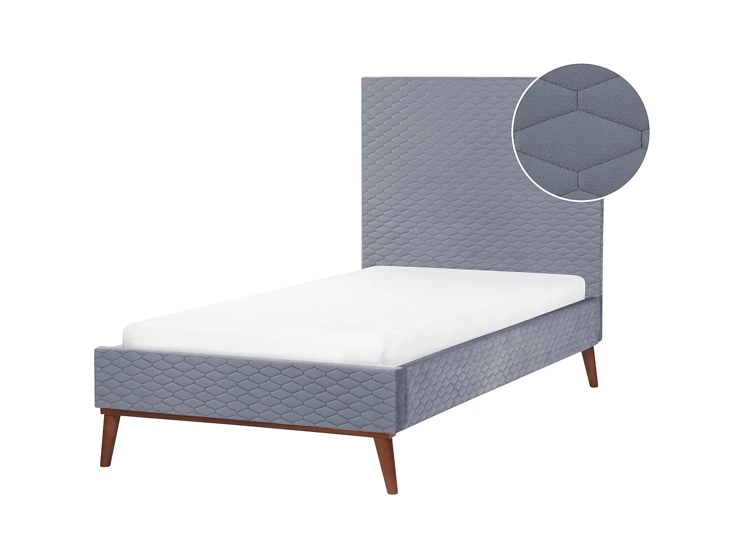 Lit avec sommier Velours BAYONNE 90 x 200 cm Gris