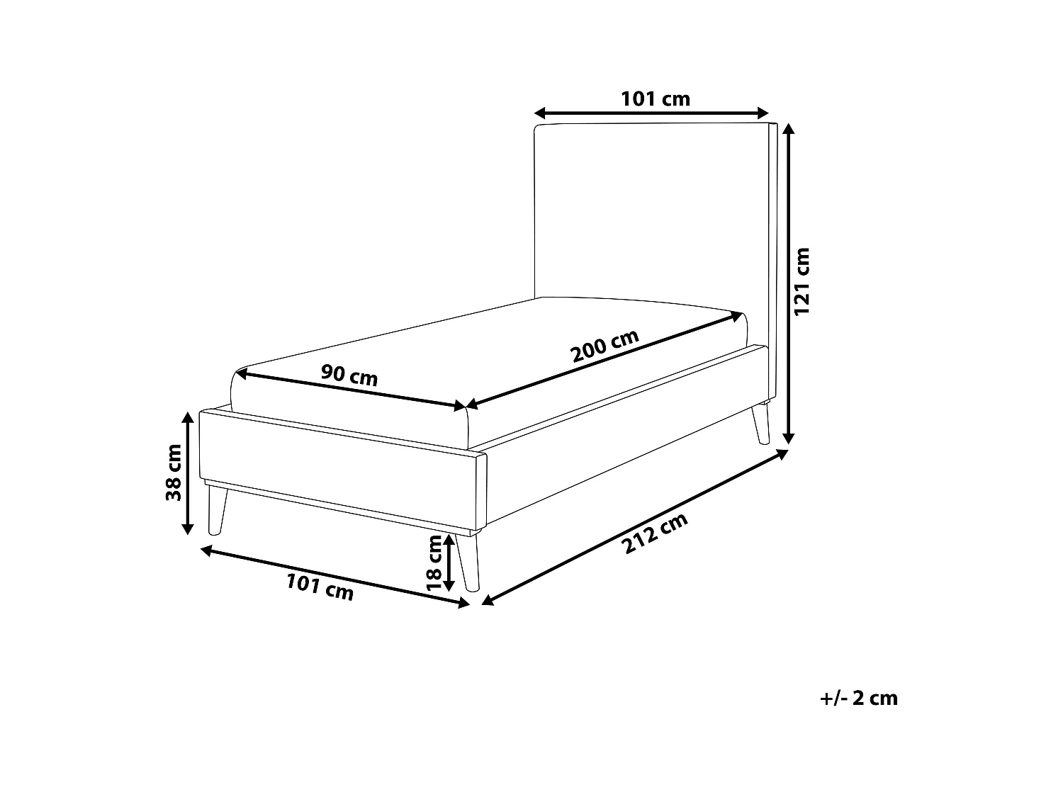 Bed Fluweel BAYONNE 90 x 200 cm Grijs
