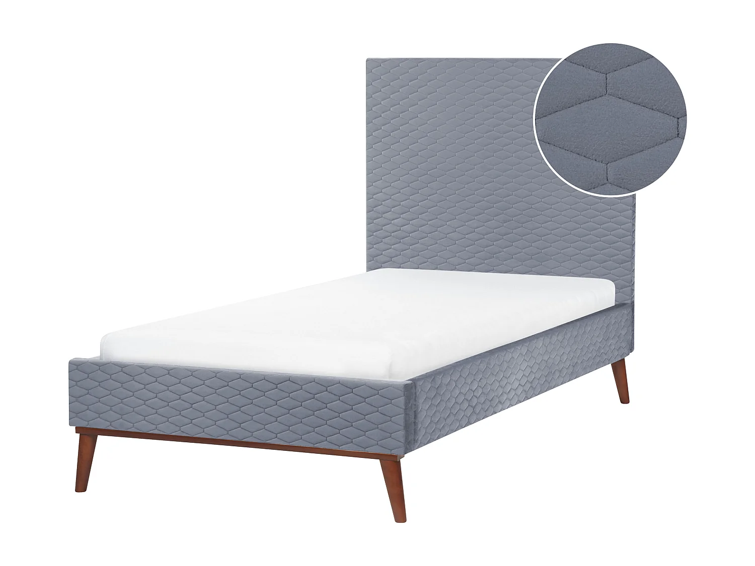 Lit avec sommier Velours BAYONNE 90 x 200 cm Gris