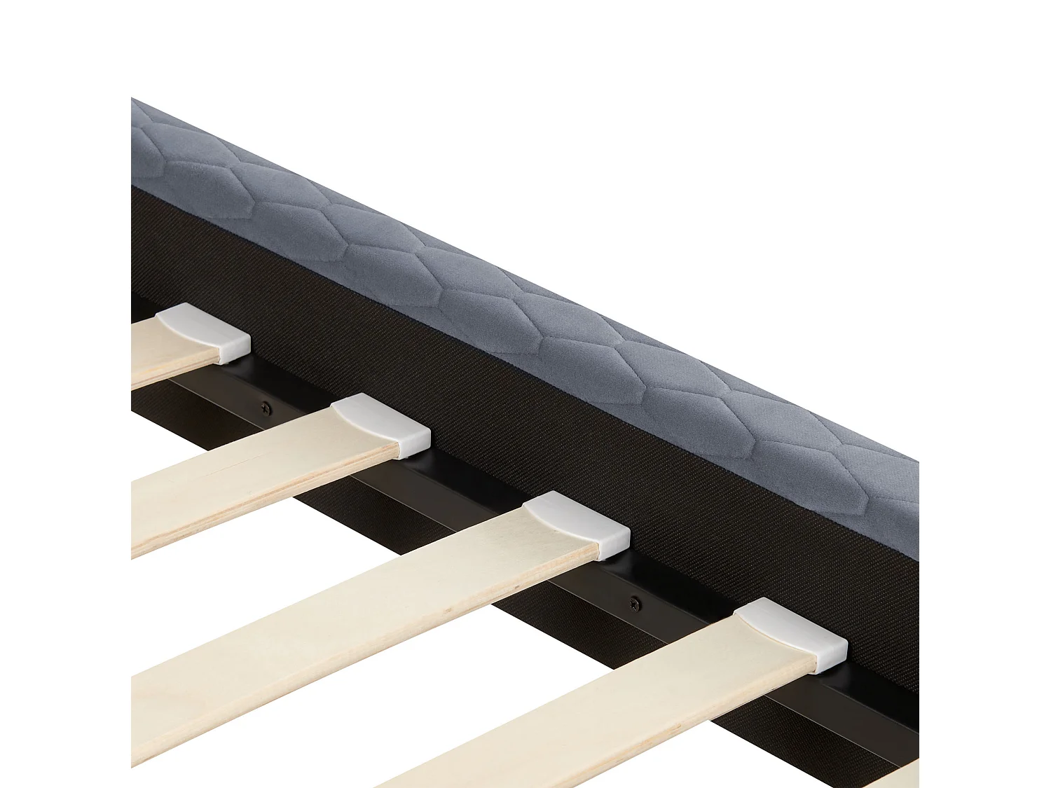 Lit avec sommier Velours BAYONNE 90 x 200 cm Gris