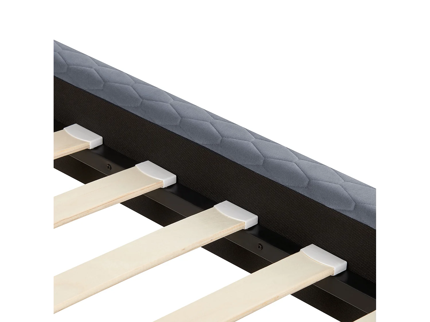 Lit avec sommier Velours BAYONNE 90 x 200 cm Gris