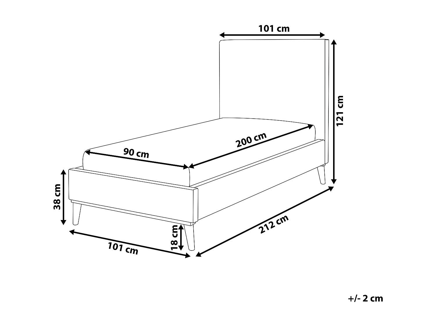 Bed Fluweel BAYONNE 90 x 200 cm Grijs
