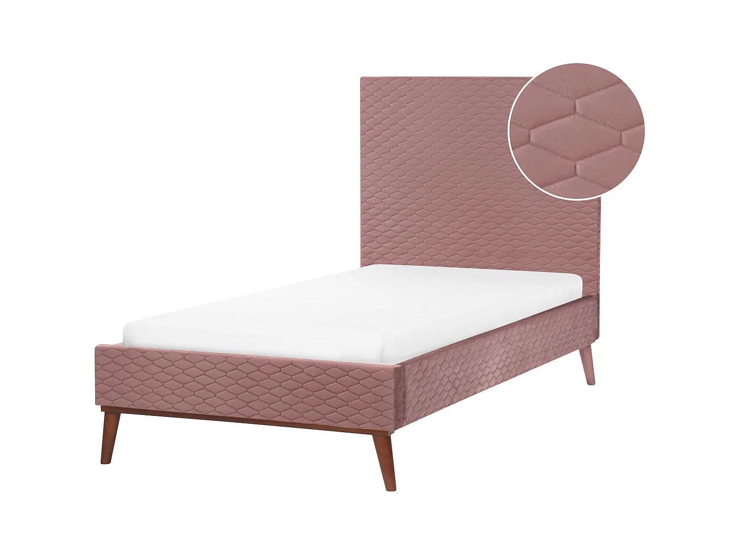 Lit avec sommier Velours BAYONNE 90 x 200 cm Rose