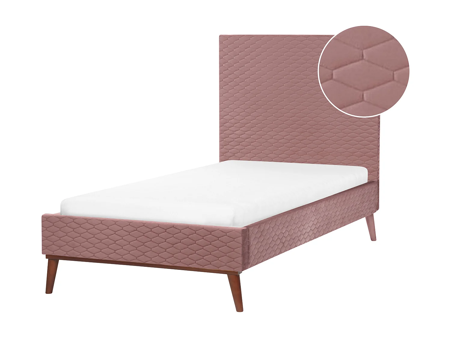 Lit simple en velours rose 90 x 200 cm BAYONNE