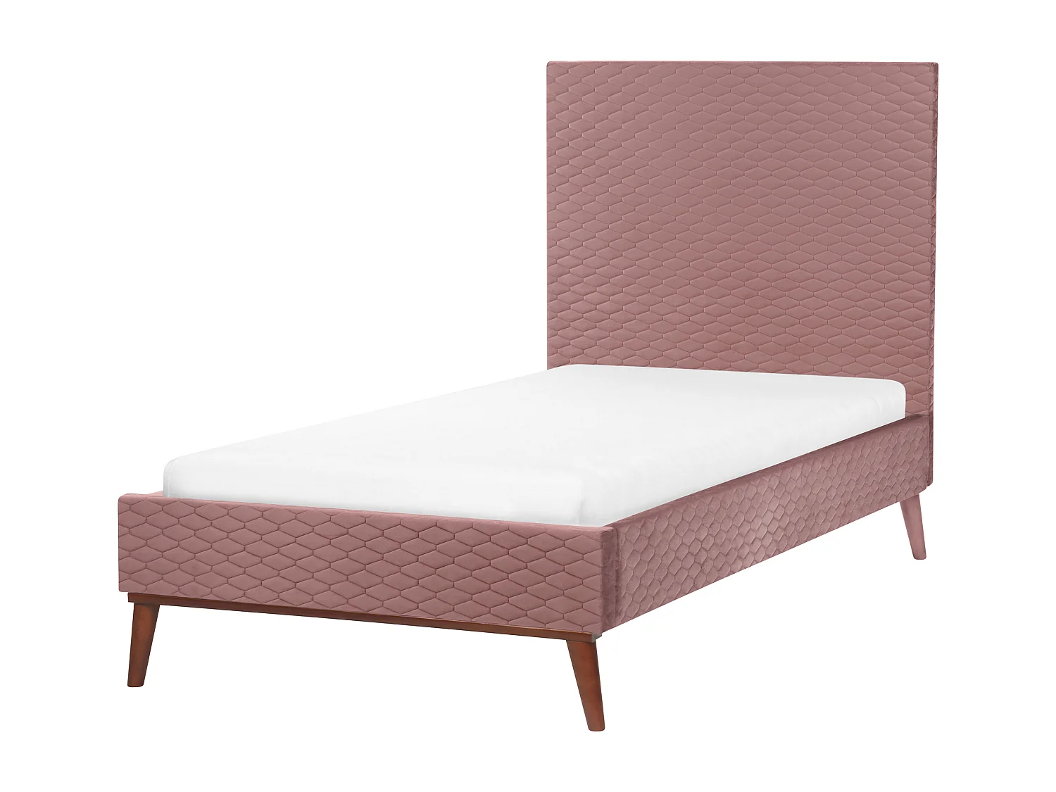 Lit simple en velours rose 90 x 200 cm BAYONNE