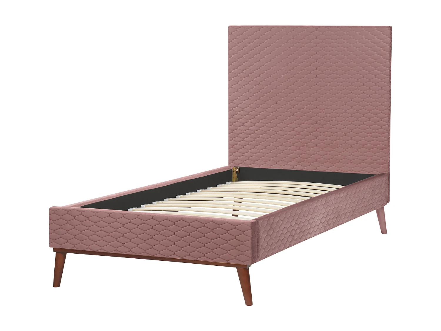 Lit simple en velours rose 90 x 200 cm BAYONNE