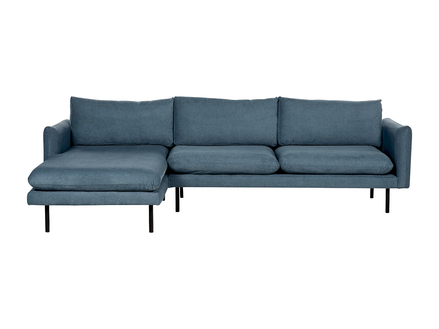 Canapé d\'Angle à gauche 4 Places en Tissu Chenille Bleu Pieds Métal Noir Moderne Vinterbro