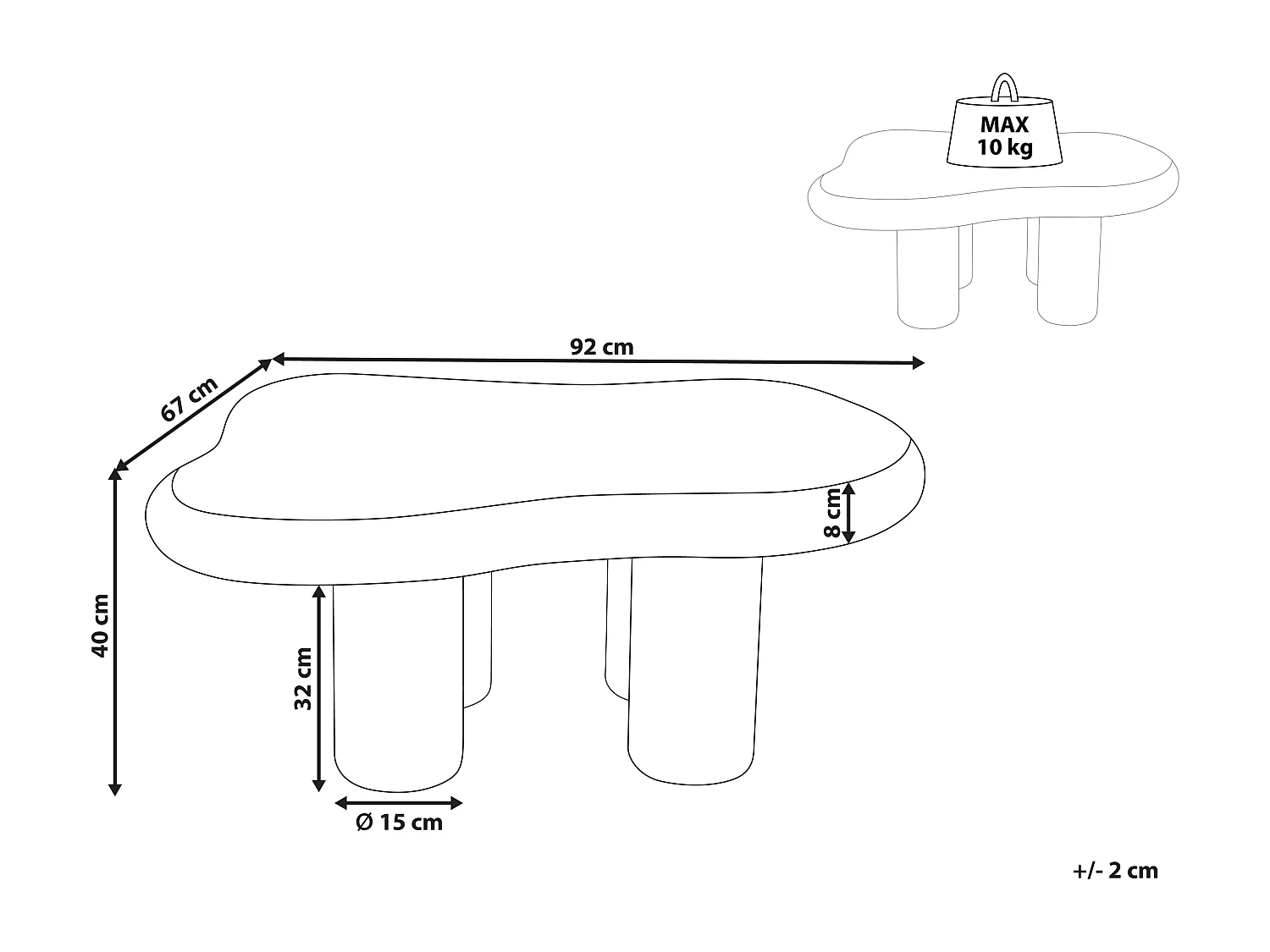 Table basse ONDLE Blanc cassé