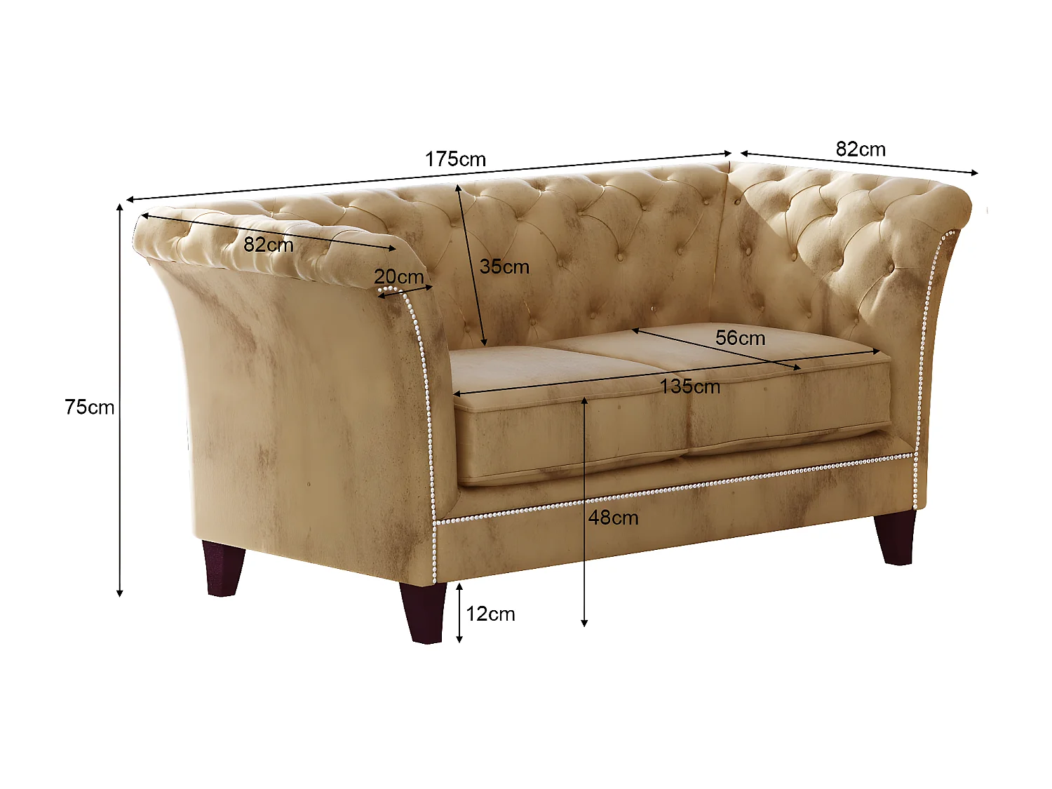 Cohen 2-Sitzer Chesterfield Sofa