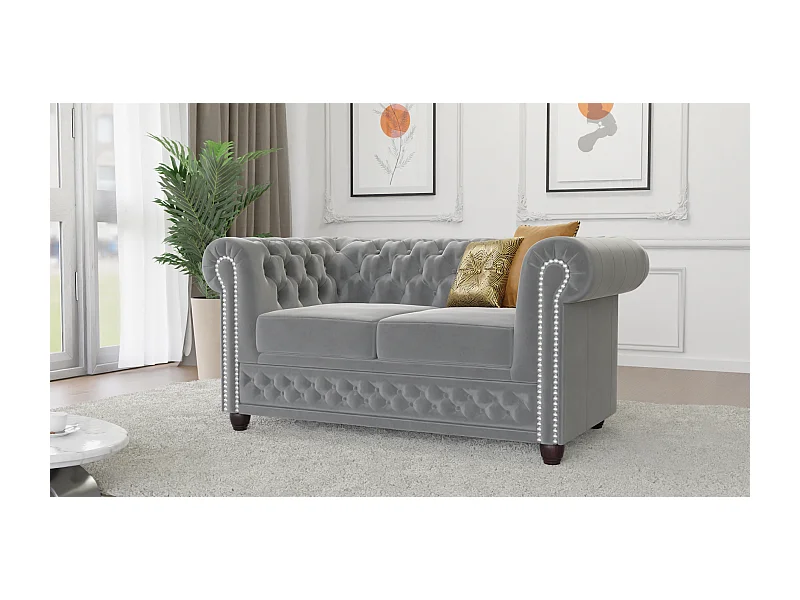 Liv 2-Sitzer Chesterfield Sofa Samt Bezug