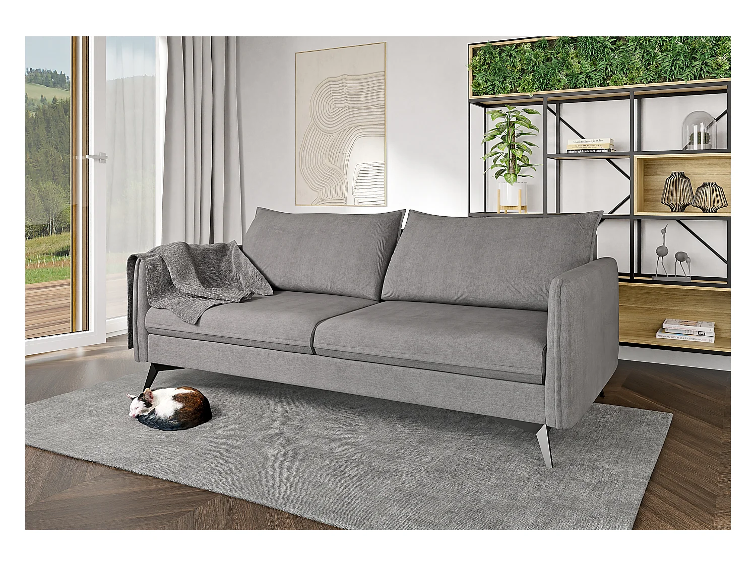 Modernes Sofa 3-Sitzer Harris mit Schwarz Metall Füßen