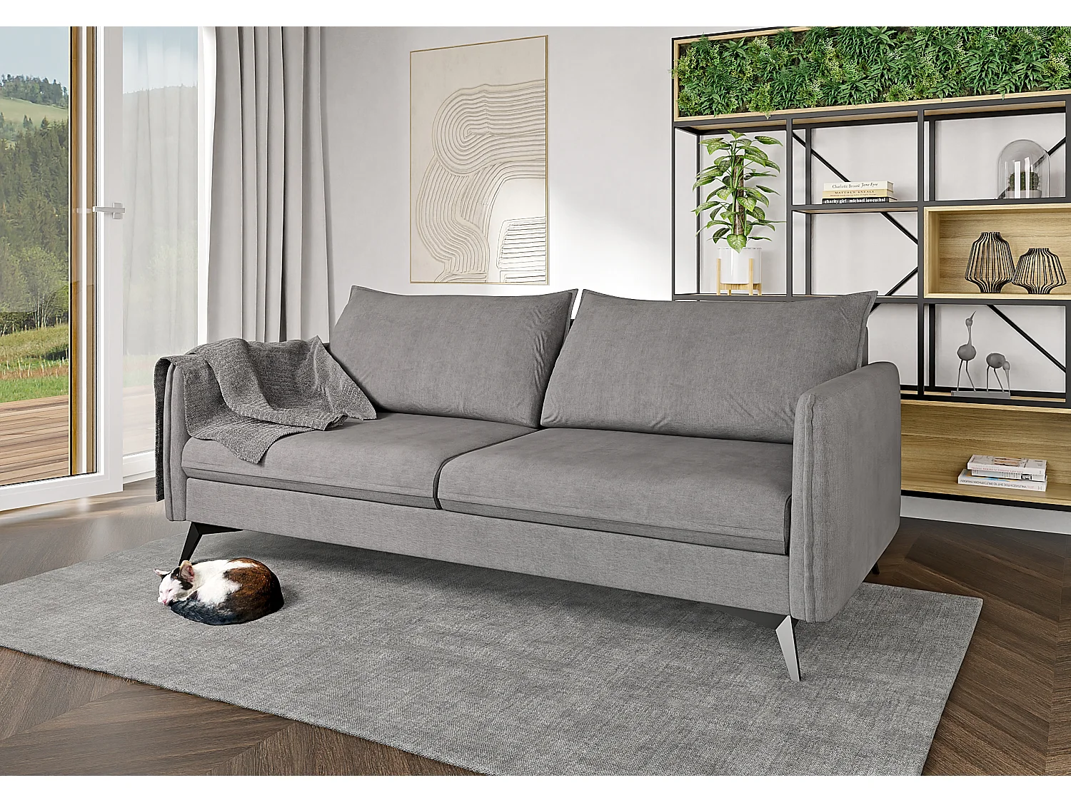 Modernes Sofa 3-Sitzer Harris mit Schwarz Metall Füßen