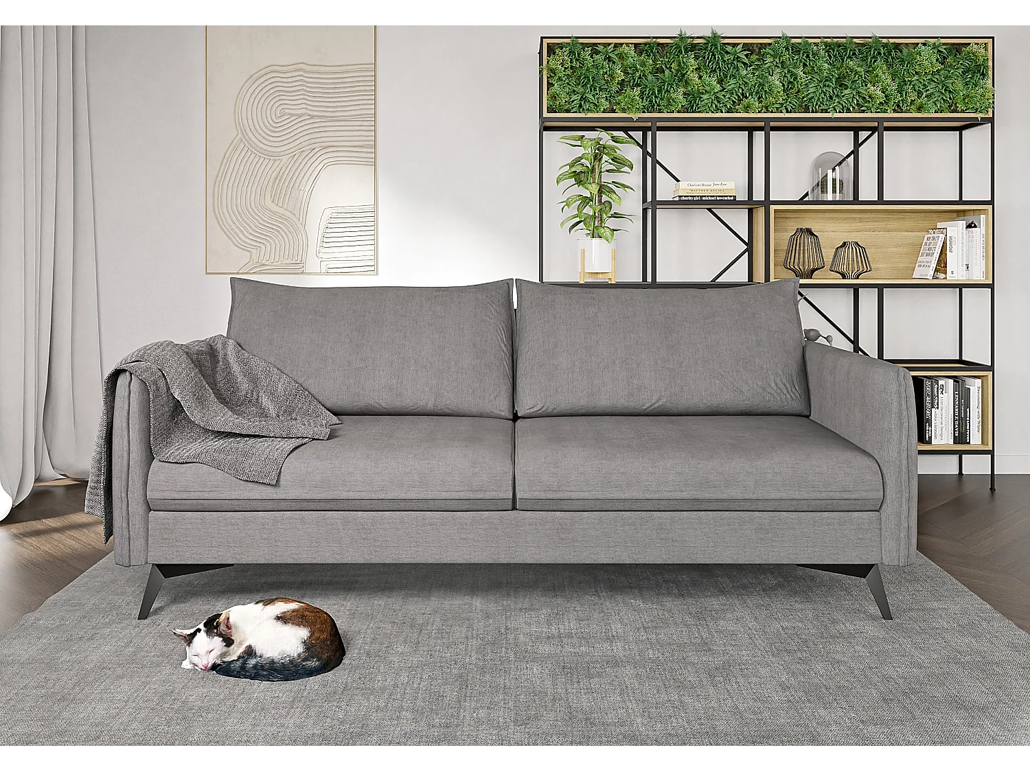 Modernes Sofa 3-Sitzer Harris mit Schwarz Metall Füßen