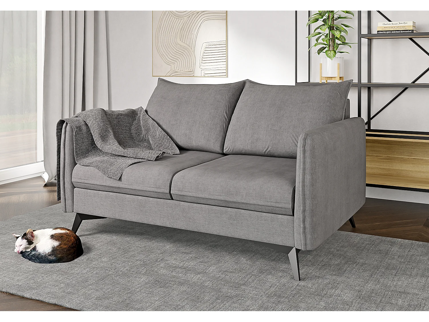 Modernes Sofa 2-Sitzer Harris mit Schwarz Metall Füßen