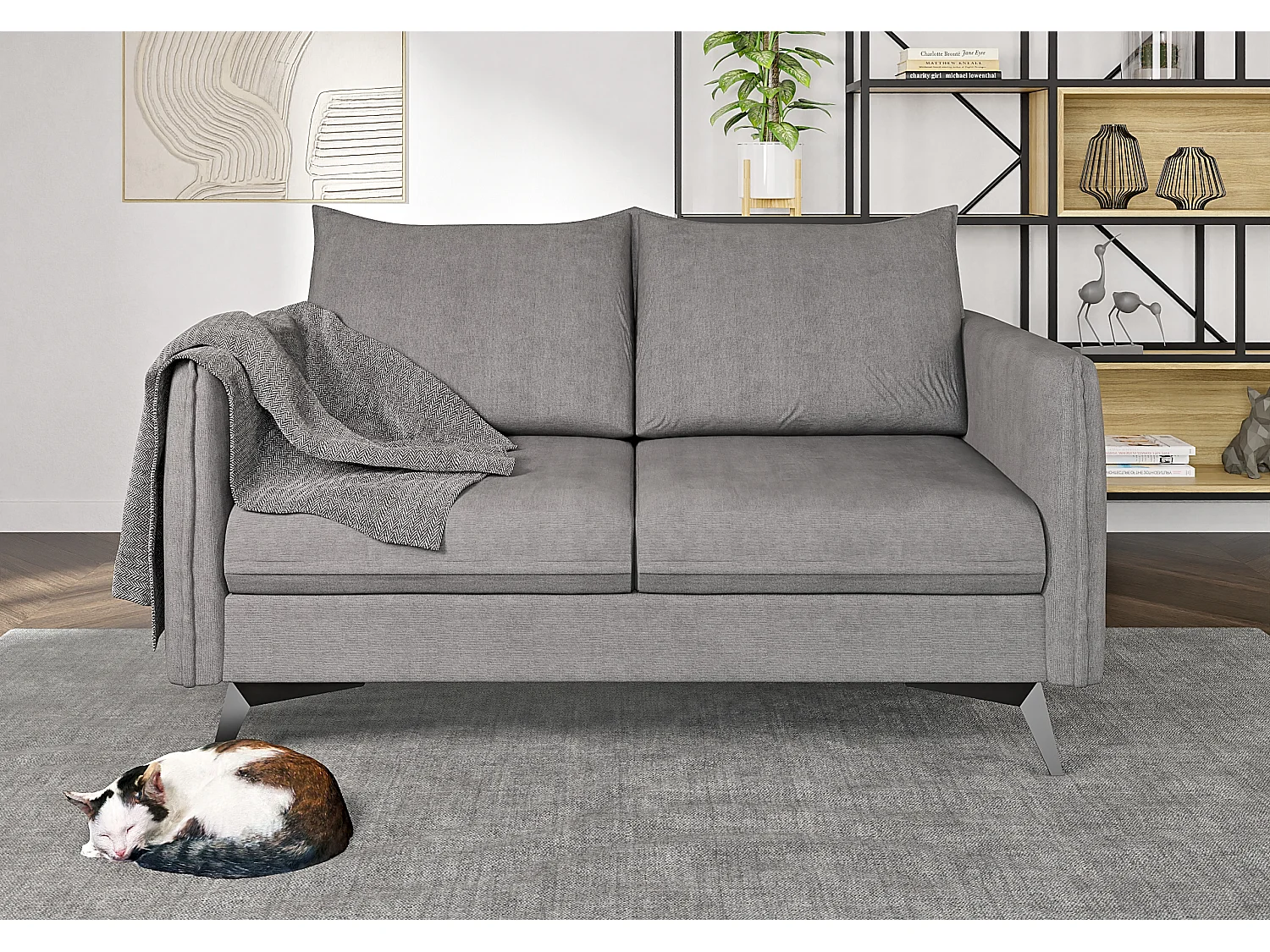 Modernes Sofa 2-Sitzer Harris mit Schwarz Metall Füßen