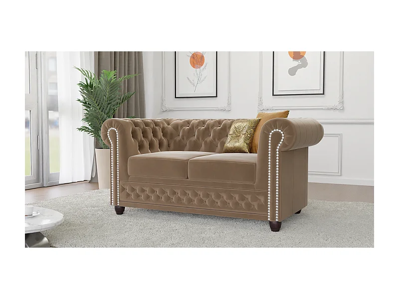 Liv 2-Sitzer Chesterfield Sofa Samt Bezug