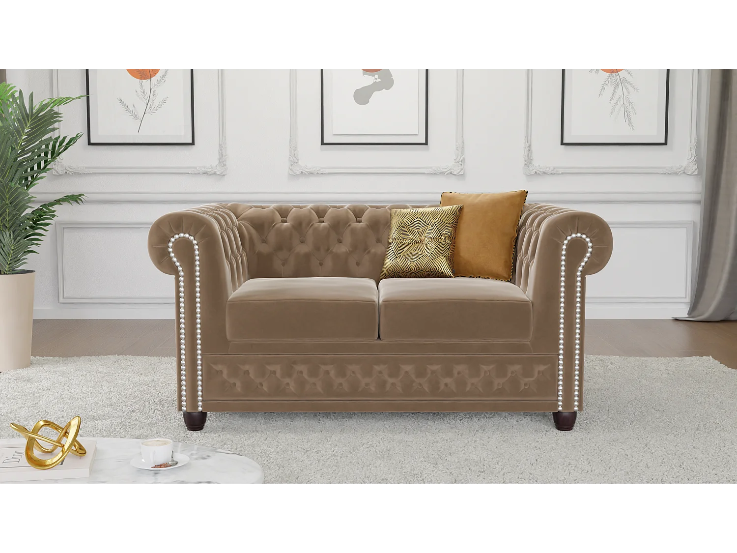 Liv 2-Sitzer Chesterfield Sofa Samt Bezug