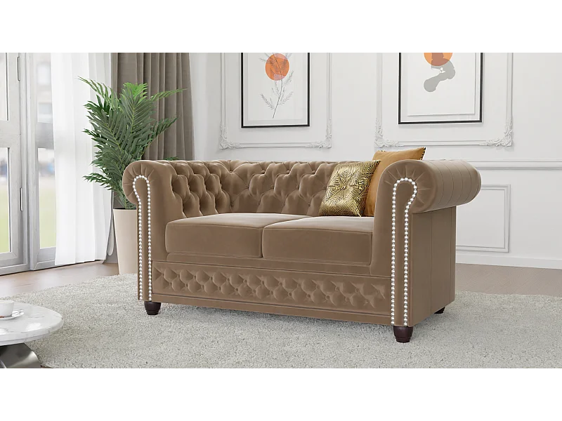 Liv 2-Sitzer Chesterfield Sofa Samt Bezug