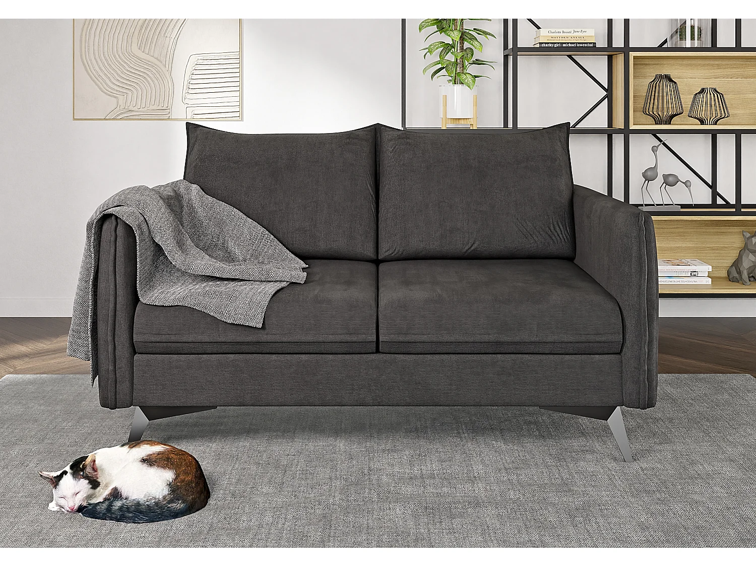 Modernes Sofa 2-Sitzer Harris mit Schwarz Metall Füßen