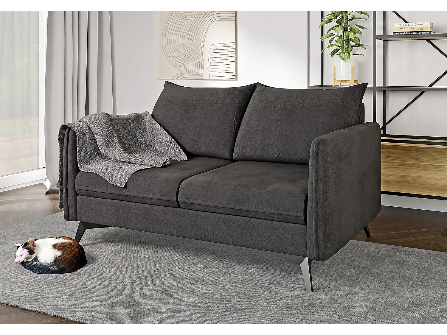 Modernes Sofa 2-Sitzer Harris mit Schwarz Metall Füßen