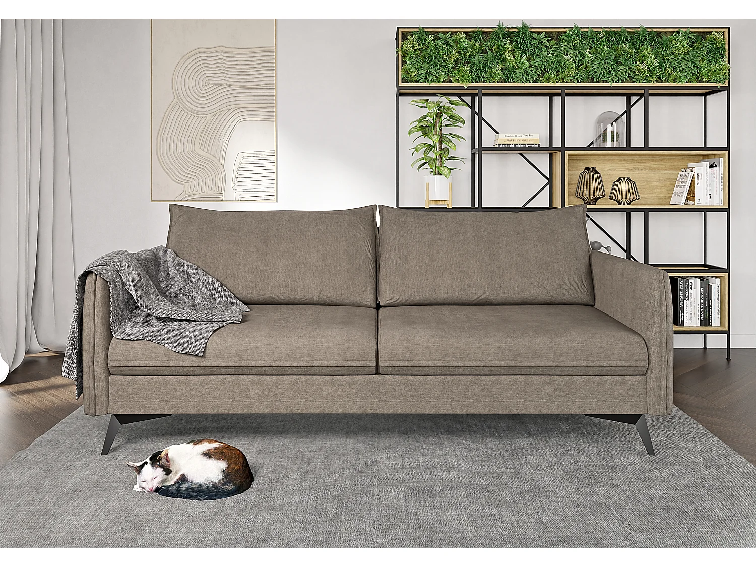 Modernes Sofa 3-Sitzer Harris mit Schwarz Metall Füßen