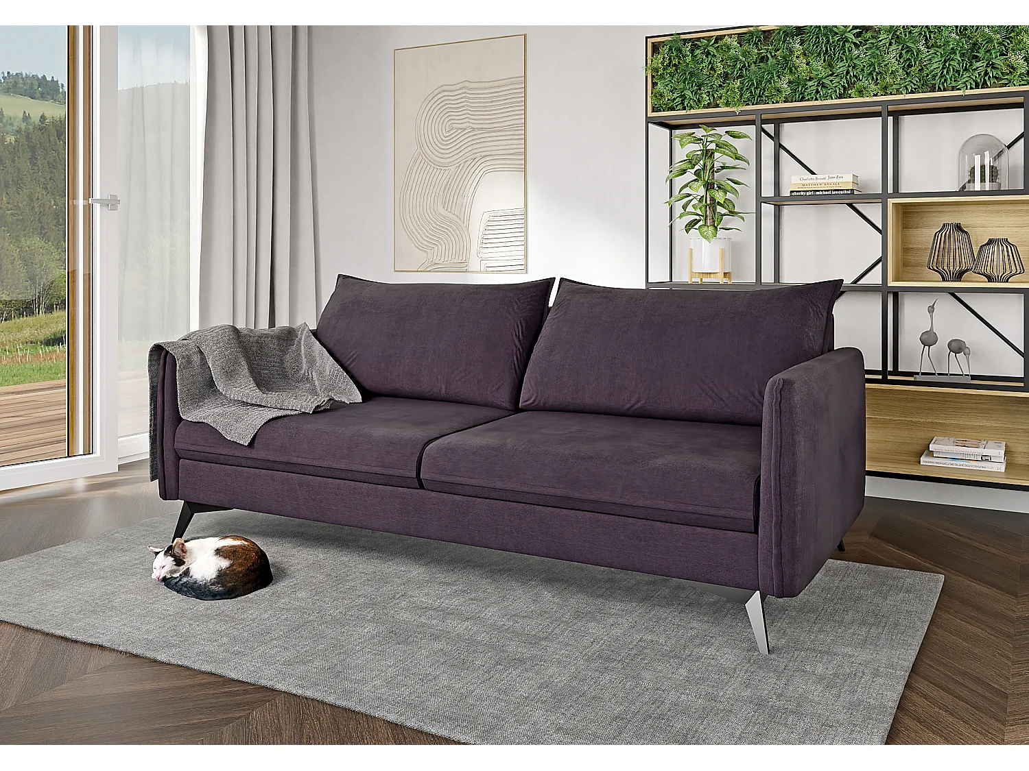 Modernes Sofa 3-Sitzer Harris mit Schwarz Metall Füßen