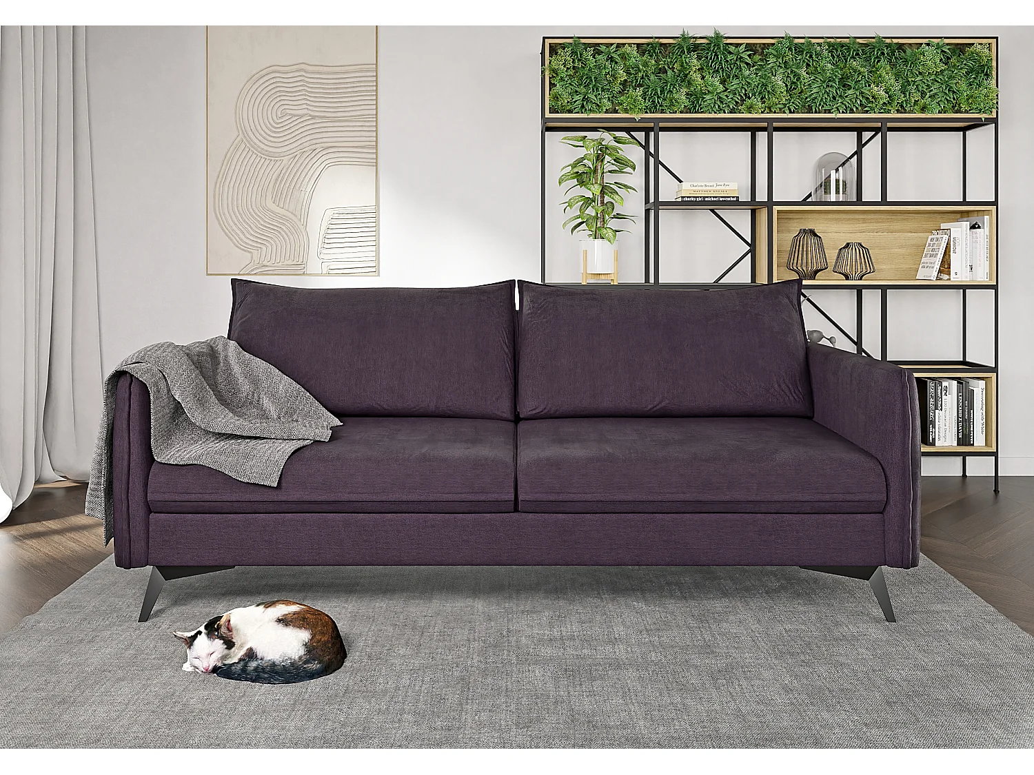 Modernes Sofa 3-Sitzer Harris mit Schwarz Metall Füßen