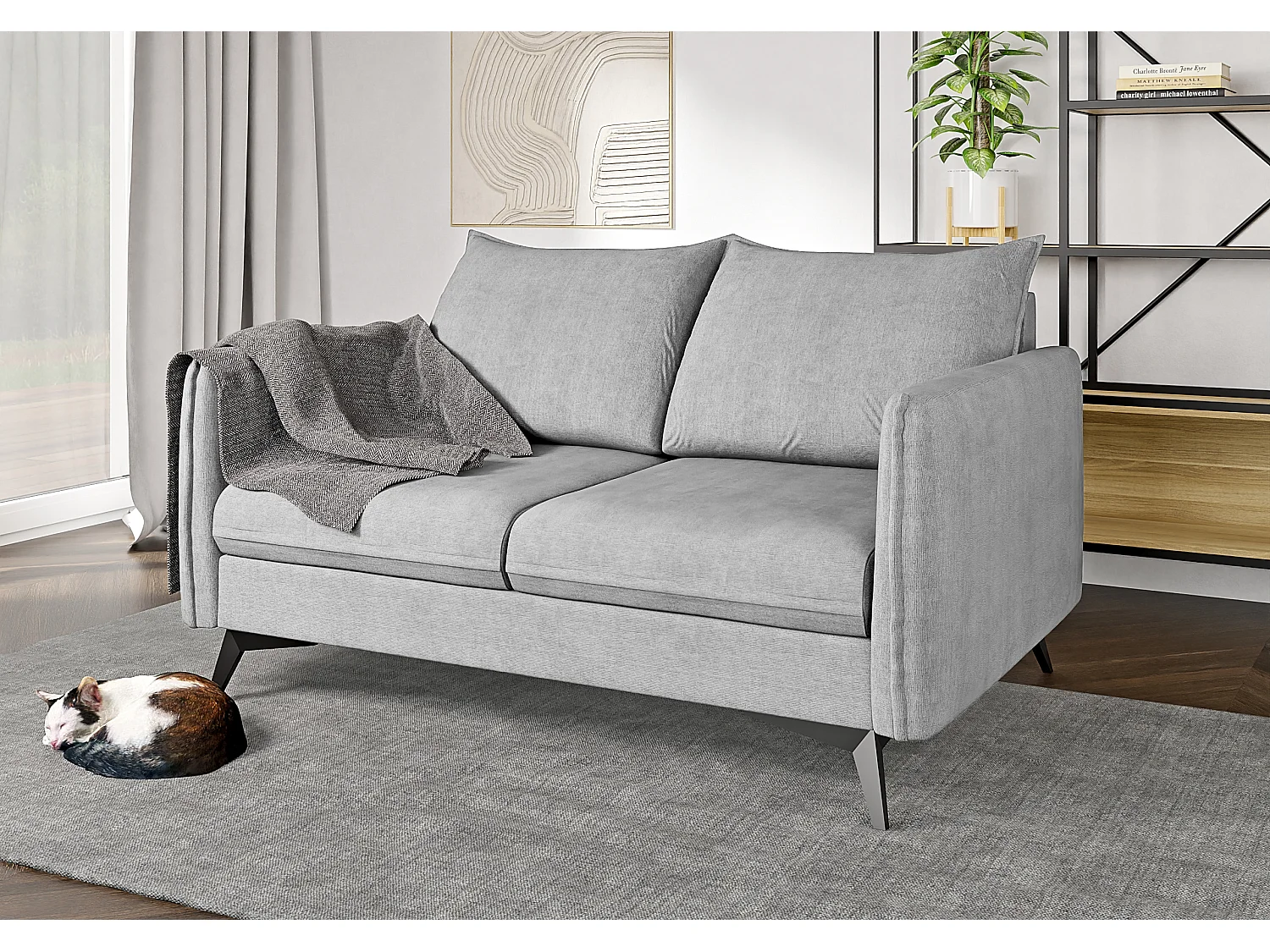 Modernes Sofa 2-Sitzer Harris mit Schwarz Metall Füßen