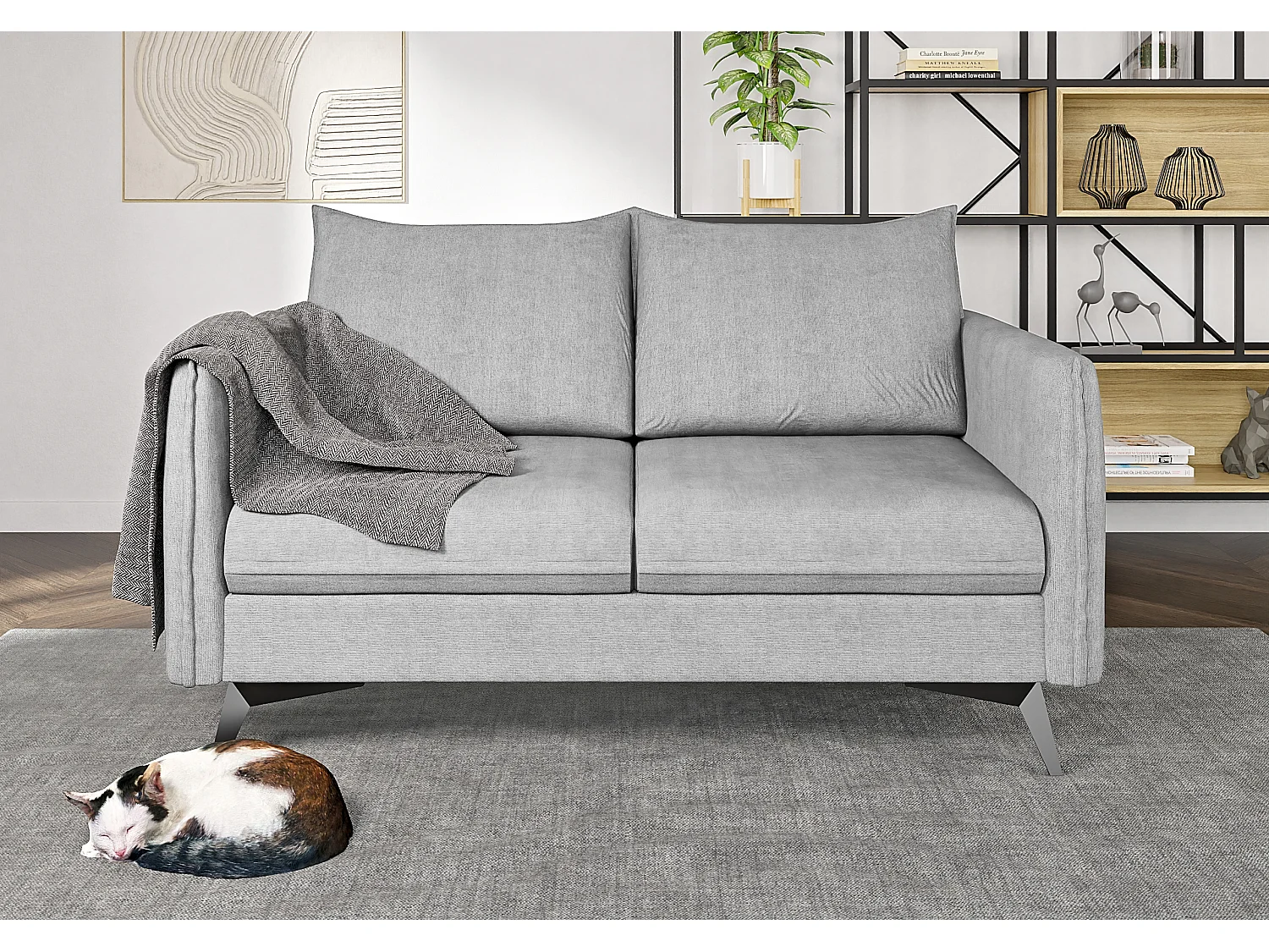 Modernes Sofa 2-Sitzer Harris mit Schwarz Metall Füßen