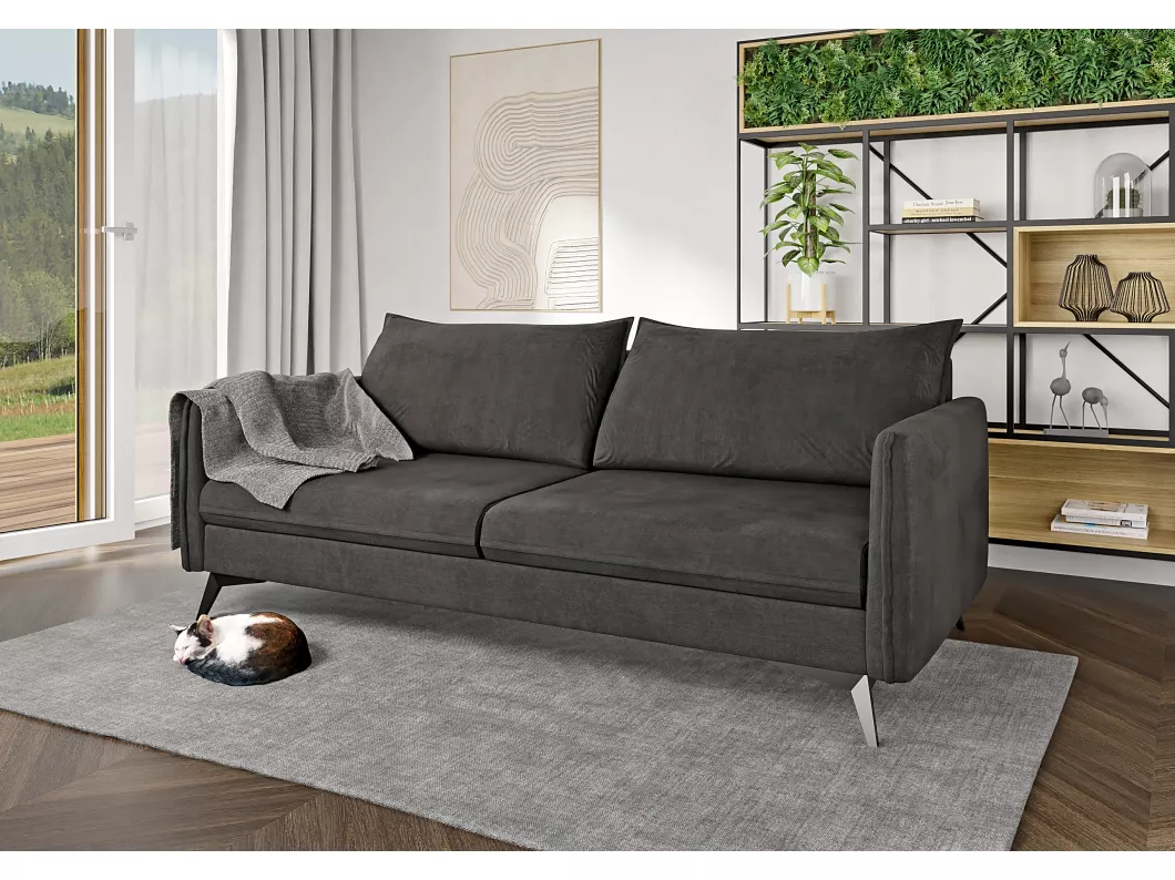 Kauf Unique Modernes Sofa 3-Sitzer Harris mit Schwarz Metall Füßen