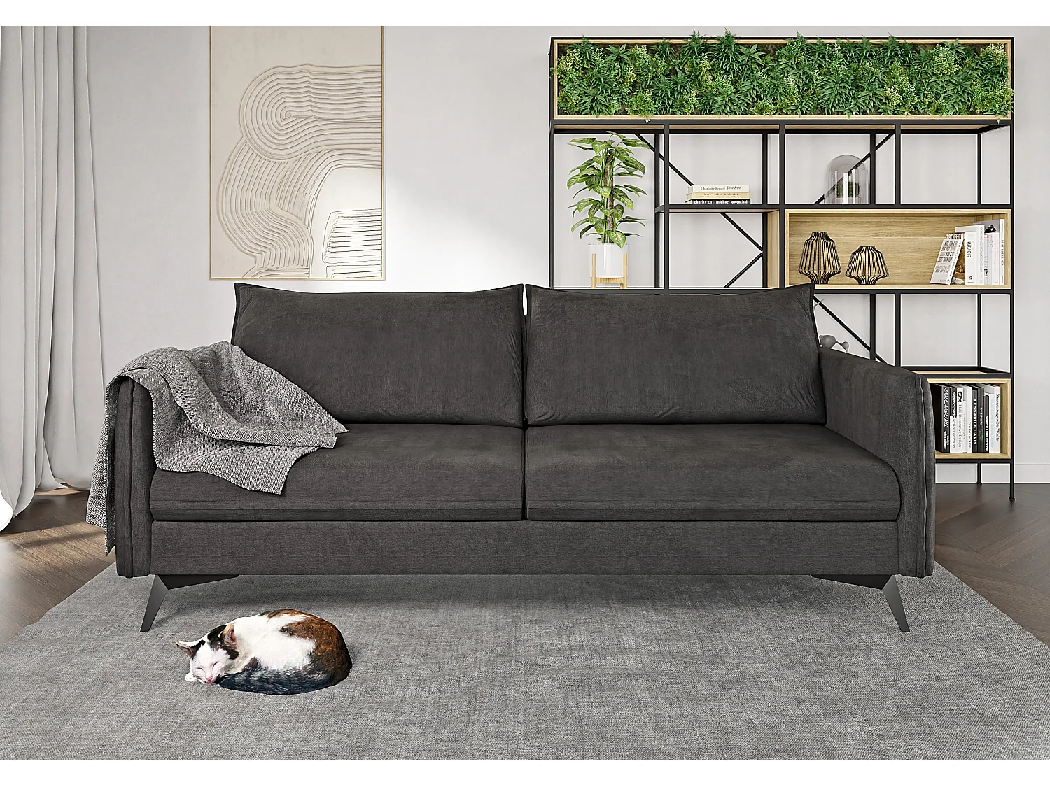 Modernes Sofa 3-Sitzer Harris mit Schwarz Metall Füßen