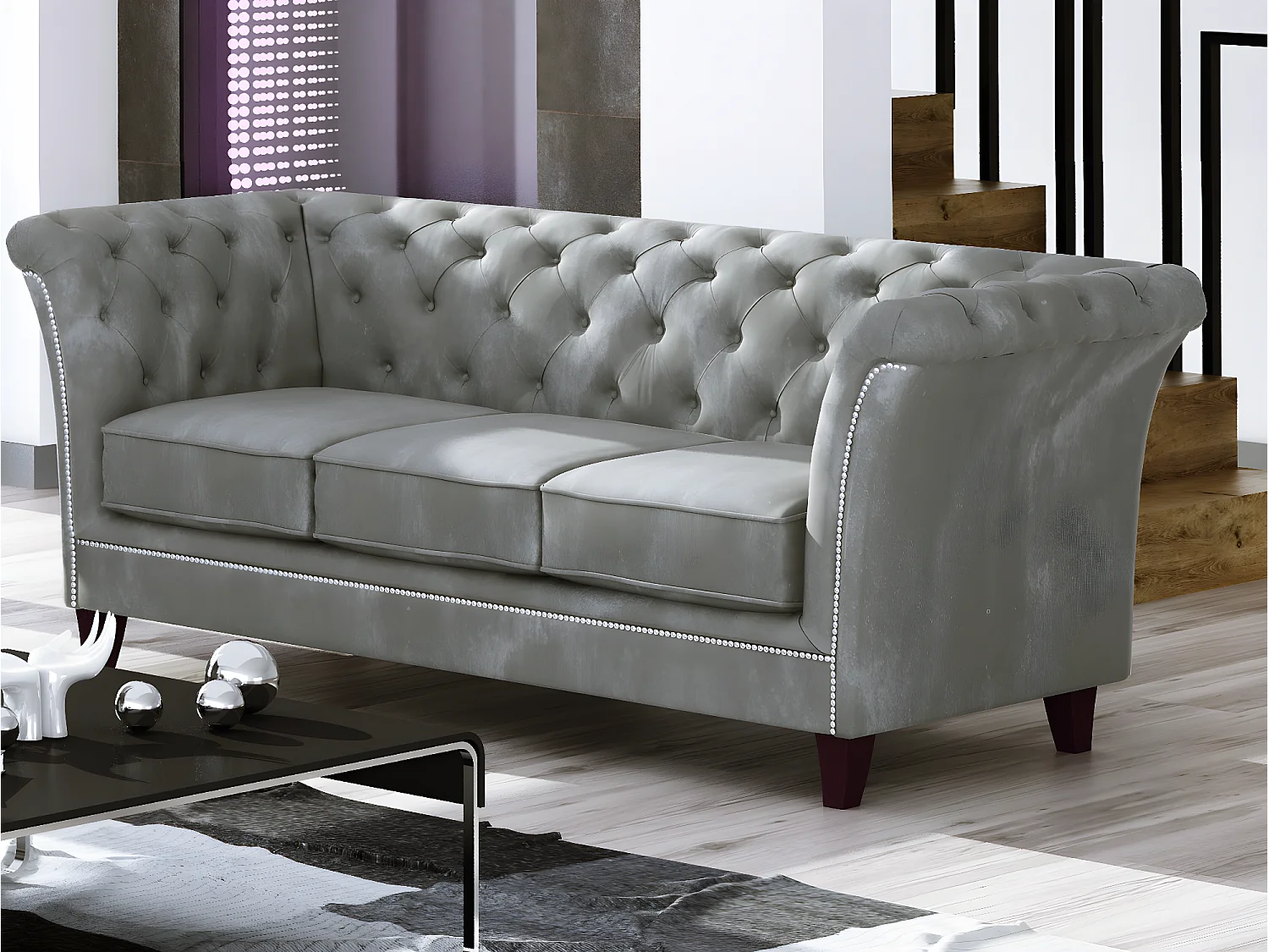 Uma 3-Sitzer Chesterfield Sofa