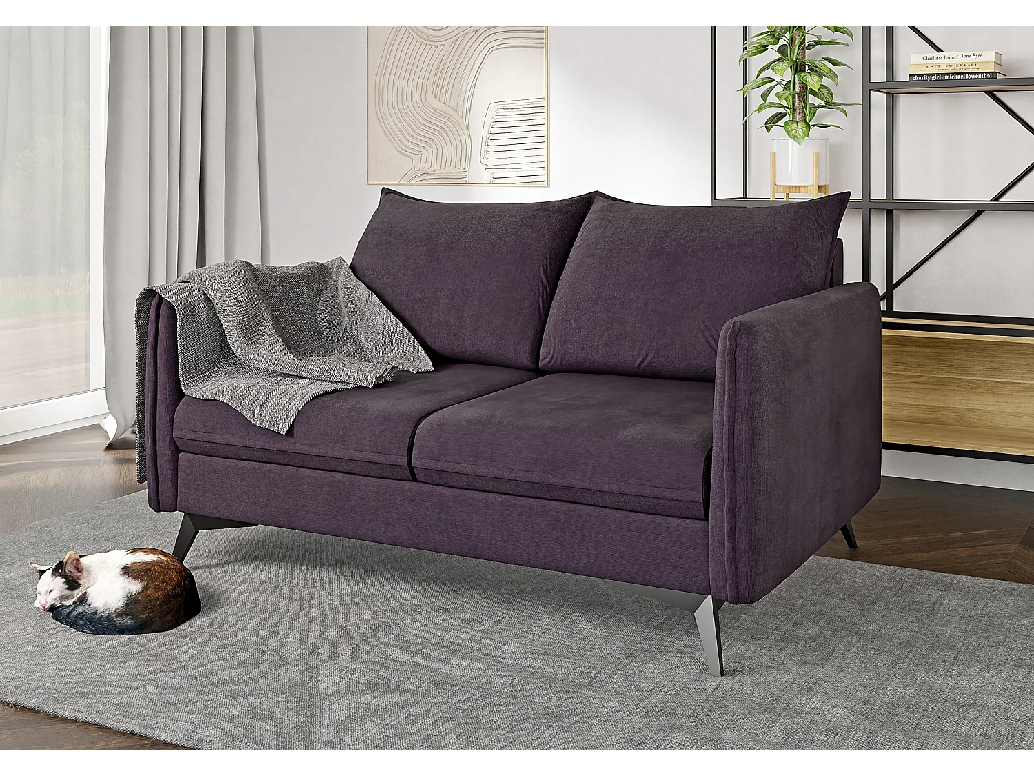Modernes Sofa 2-Sitzer Harris mit Schwarz Metall Füßen