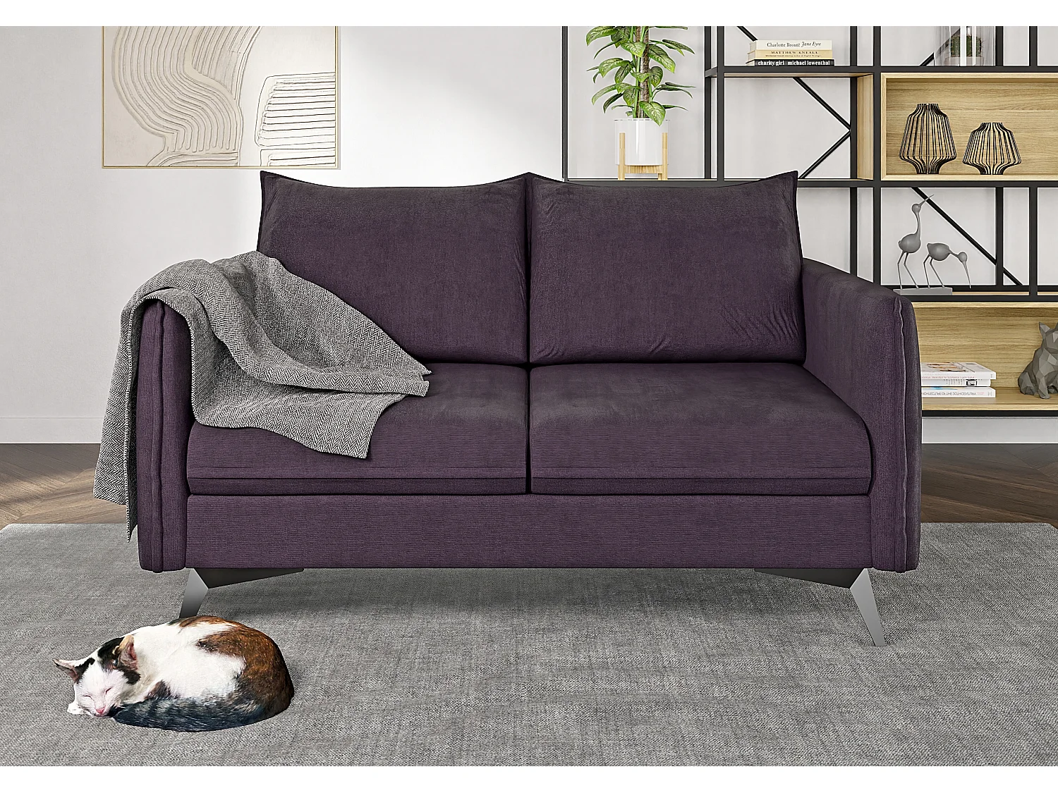 Modernes Sofa 2-Sitzer Harris mit Schwarz Metall Füßen