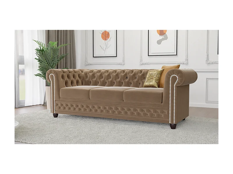 Liv 3-Sitzer Chesterfield Sofa Samt Bezug