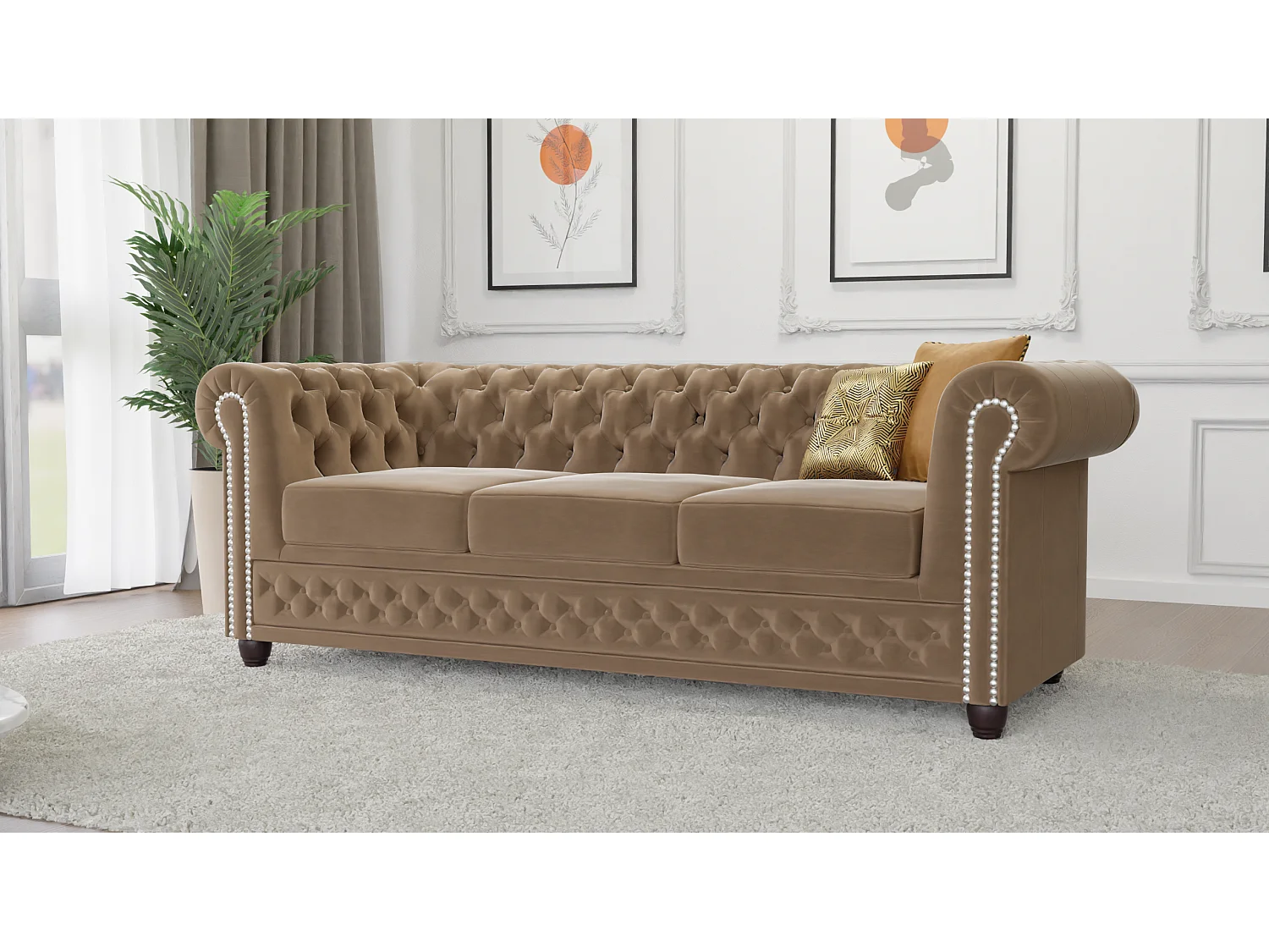 Liv 3-Sitzer Chesterfield Sofa Samt Bezug